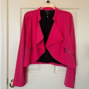 Hot pink, cropped blazer with zipper details